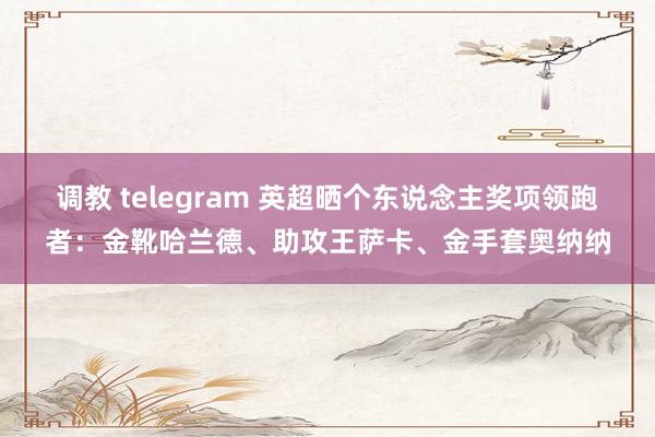 调教 telegram 英超晒个东说念主奖项领跑者：金靴哈兰德、助攻王萨卡、金手套奥纳纳