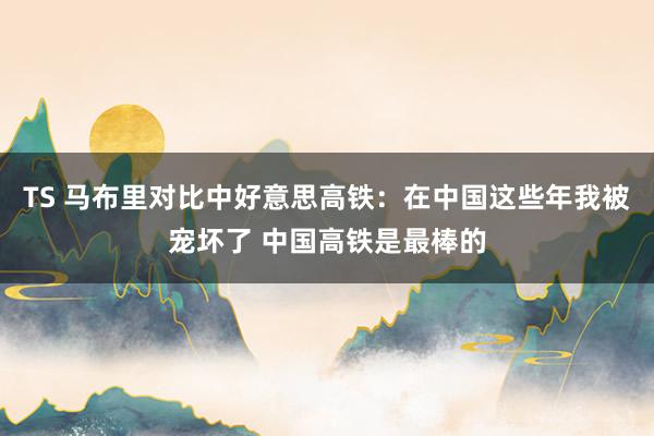 TS 马布里对比中好意思高铁：在中国这些年我被宠坏了 中国高铁是最棒的